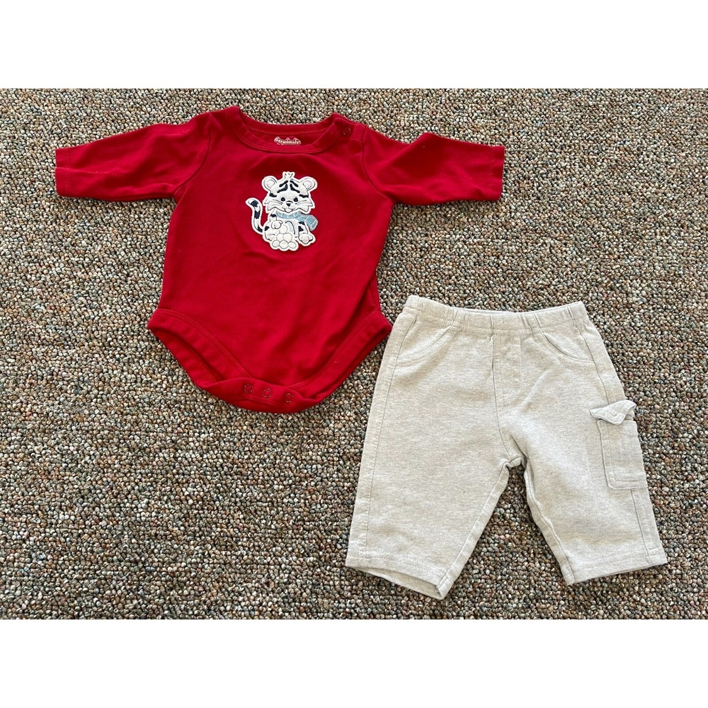Garanimals Red Tiger Bodysuit & Gray Pants 0-3M